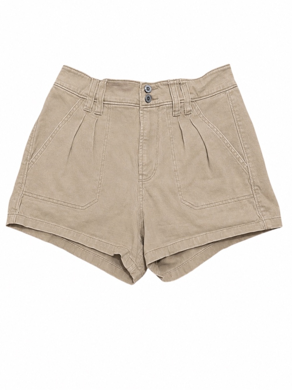 Hollister Ultra High Rise Shorts Pleated Size 7 Tan Khaki Stretch Summer